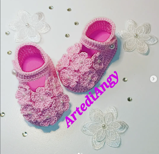 Scarpine Battesimo Neonato all'Uncinetto Bianche
