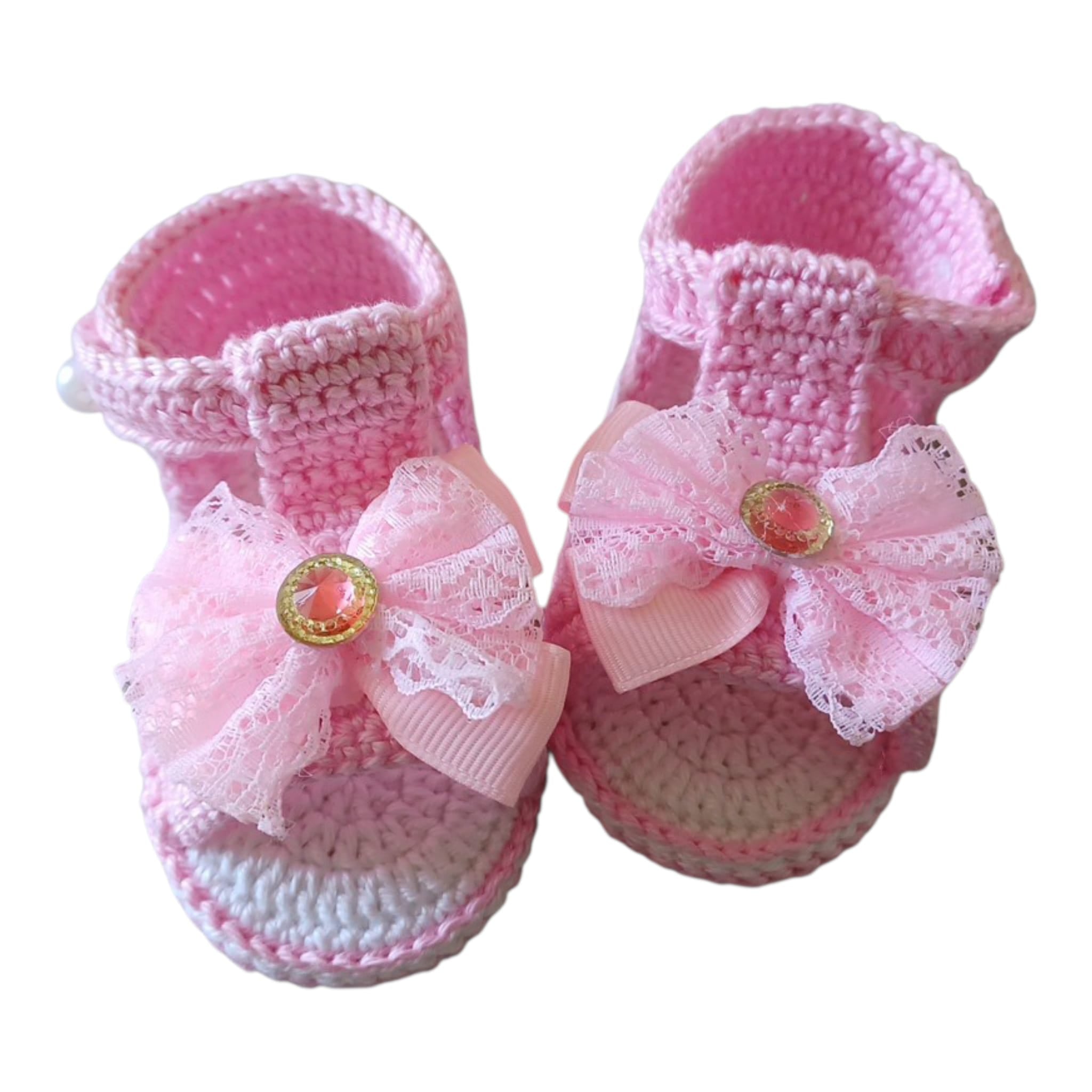 Sandaline Uncinetto Rosa per Neonata