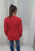 Cardigan Rosso a Trecce – Fatto a Mano